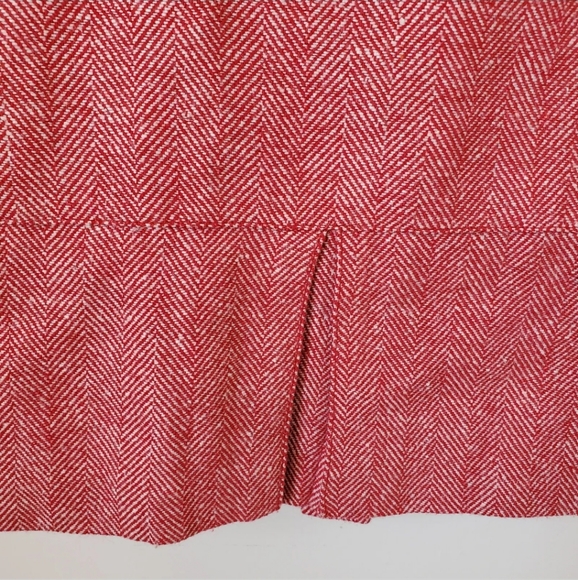 ANTHRO Tulle Wool Blend Herrinbone Weave Pleated Hem Pencil Skirt in Red Sz L - Picture 2 of 6